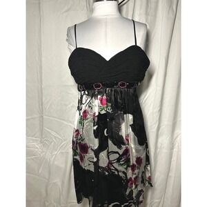Dave & Johnny Silk Floral Dress Black Pink Size 0 Spring Wedding Guest Dress